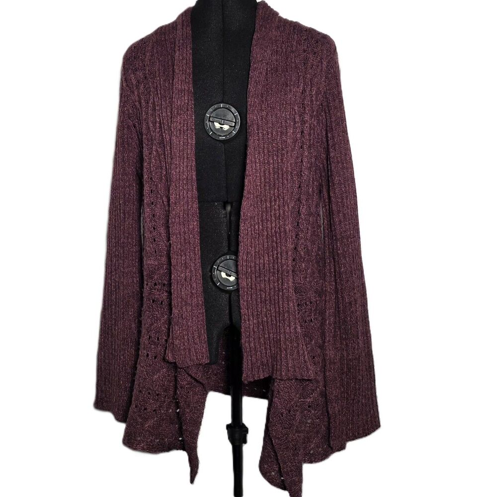 89th & Madison Women’s XL Heather Maroon Open Front Cardigan Sweater Long Sleeve